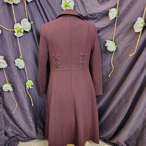 Guess Deep Burgundy Trench Coat with Lace-Up Accents